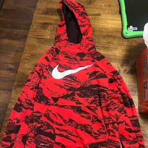 Nike Red and Black Graphic Dri-FIT Pullover Hoodie